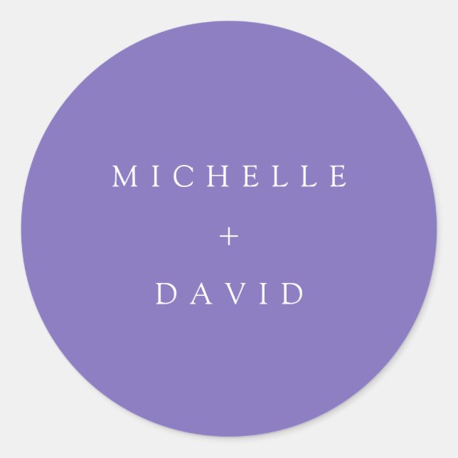Adesivo Nomes de Noivos de Casamento Roxo (Frente)