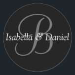 Adesivo Nomes de noivos de Modelo de Casamento de Monogram<br><div class="desc">Vinhetas de Modelo de Casamento de Monograma Nomes de Noz de Envelope Personalizado</div>