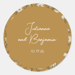 Adesivo Nomes de Script Amarelo Floral Boho Personalizado 