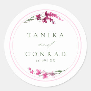 Adesivo Nomes de Watercolor de Casamento de Flores Selvage
