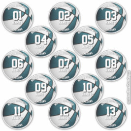 Adesivo nomes dos membros do time teal white basquetebol 1