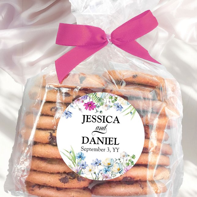 Adesivo Nomes e data de casamentos florais do Jardim de Fl (Wedding Stickers from the Wildflower Garden Wedding Collection by Darling & May)