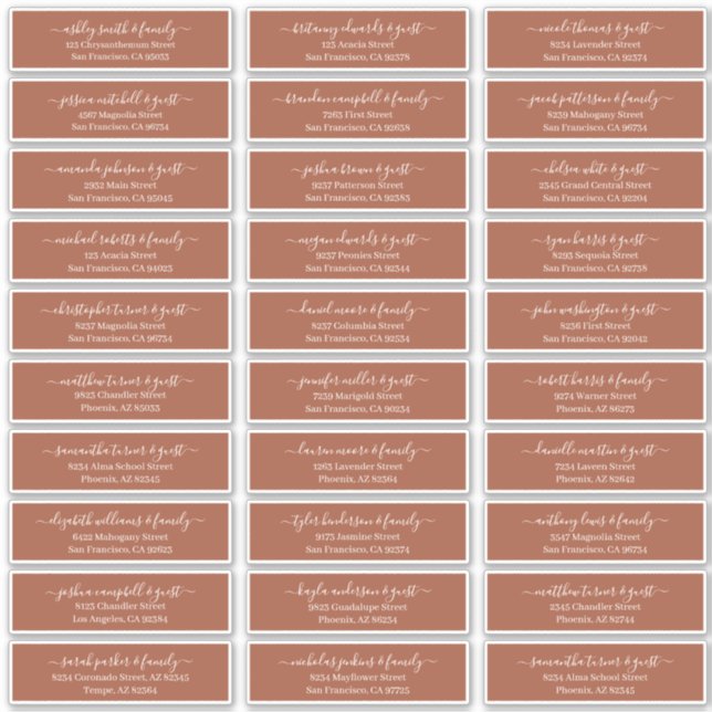 Adesivo Nomes e Endereços de Convidados de Casamento em Sc (Frente)
