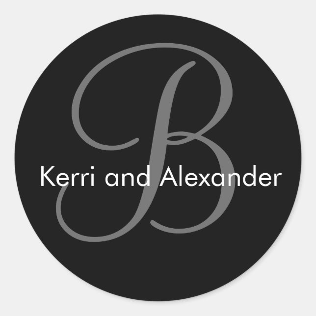 Adesivo Nomes e Monograma Inicial do Vinheta B Preto e Bra (Frente)