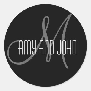 Adesivo Nomes e Monograma Inicial Vinheta de Casamento Pre