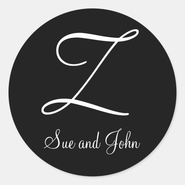 Adesivo Nomes e Últimos Monogramas brancos iniciais Z (Frente)