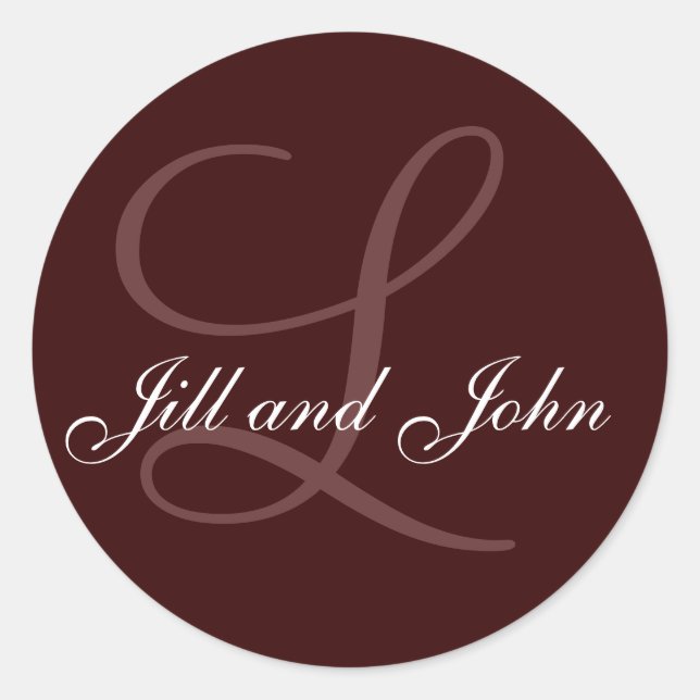 Adesivo Nomes e Vinheta do Monograma Inicial Castanho (Frente)