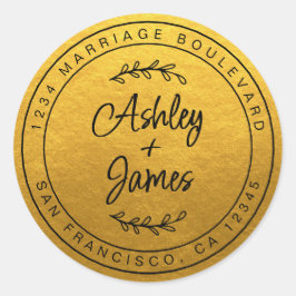 Adesivo Nomes Elegantes Endereço de Devolução de Casamento