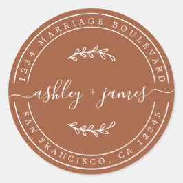 Adesivo Nomes Elegantes Endereço de Devolução de Casamento