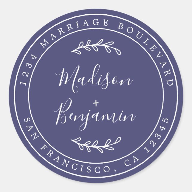 Adesivo Nomes Elegantes Marinho Endereço de Devolução de C (Frente)