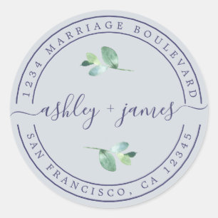 Adesivo Nomes Elegantes Pastel Blue Wedding Endereço de De