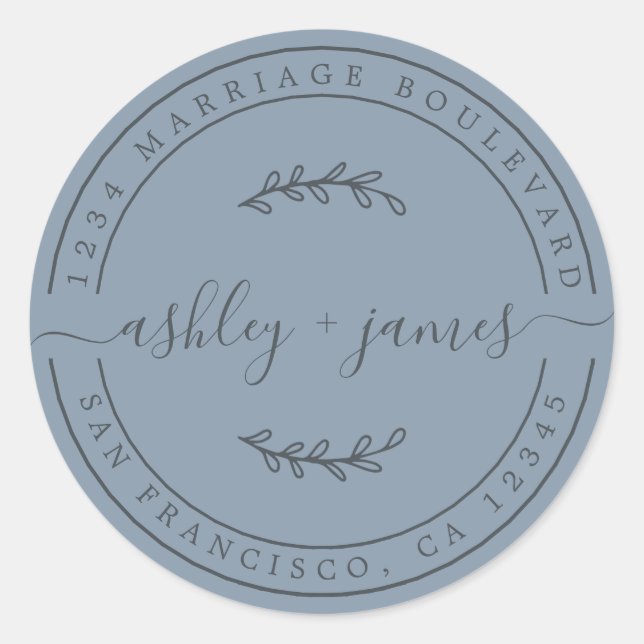 Adesivo Nomes Elegantes Pastel Blue Wedding Endereço de De (Frente)