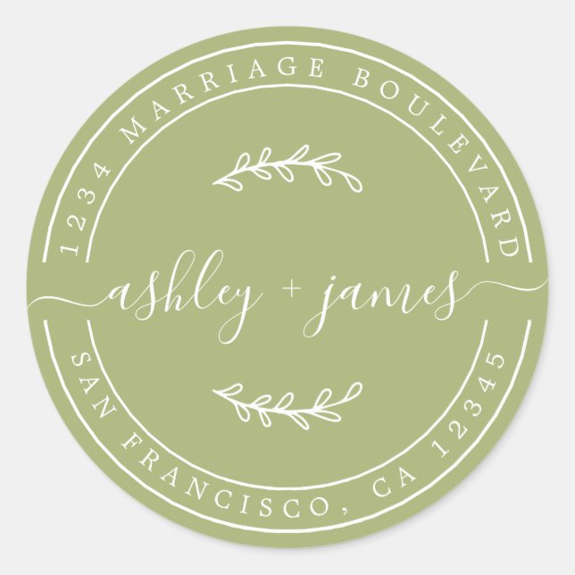 Adesivo Nomes Legais Endereço de Devolução de Casamento Ve (Frente)