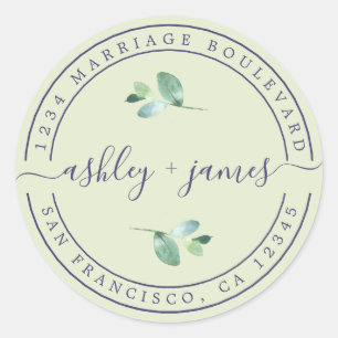 Adesivo Nomes Legais Pastel Green Wedding Endereço de Devo