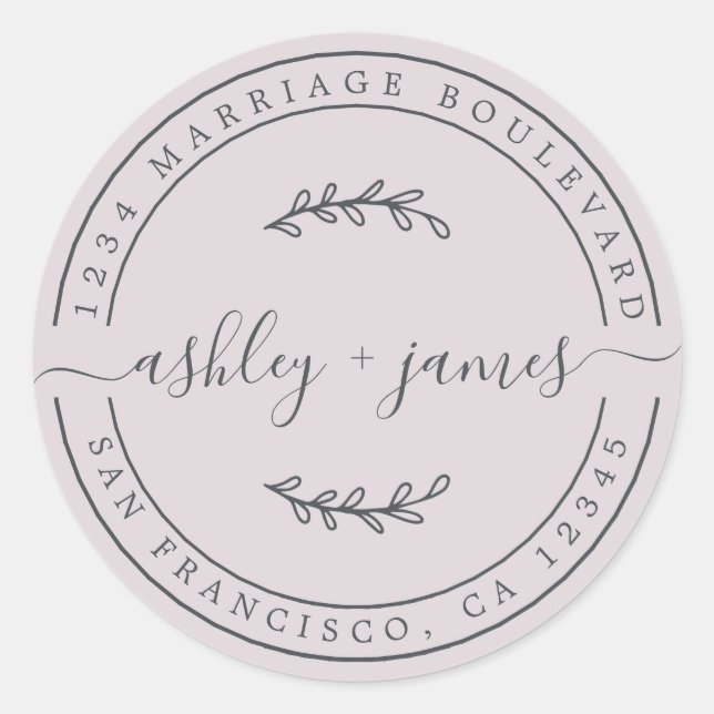 Adesivo Nomes Legais Pastel Purple Wedding Endereço de Dev (Frente)