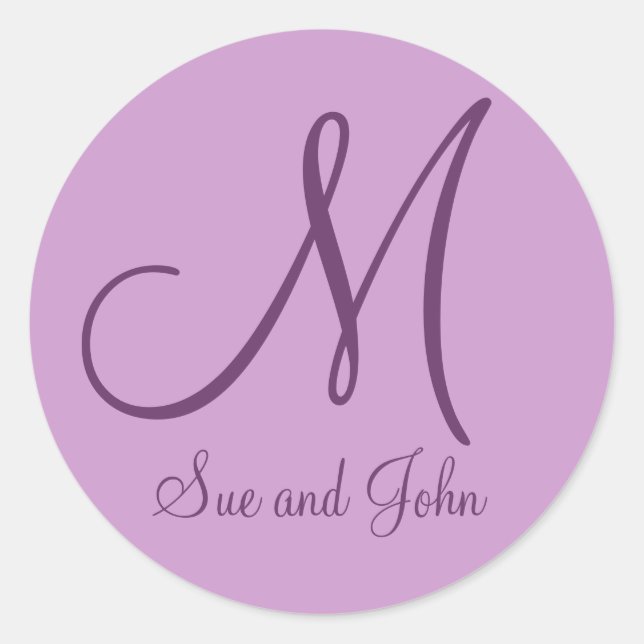 Adesivo Nomes Monogramas Mauve Wedding Favor Stickers (Frente)