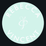 Adesivo Nomes Personalizados Casamento Verde Água Minimali<br><div class="desc">Essas etiquetas personalizadas de agradecimento neutro para casamento são uma bela adição a qualquer celebração de casamento. Essas etiquetas personalizáveis são projetadas para adicionar um toque pessoal aos seus favores de casamento ou presentes de agradecimento. Elas vêm em várias formas e tamanhos. Essas etiquetas também podem ser usadas para rotular...</div>