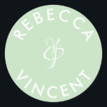 Adesivo Nomes Personalizados Casamento Verde Menta Minimal<br><div class="desc">Esses adesivos personalizados de agradecimento neutro para casamento são uma bela adição a qualquer celebração de casamento. Esses adesivos personalizáveis são projetados para adicionar um toque pessoal aos seus favores de casamento ou presentes de agradecimento. Eles vêm em várias formas e tamanhos. Esses adesivos também podem ser usados para etiquetar...</div>