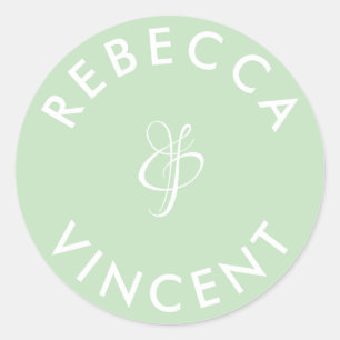 Adesivo Nomes Personalizados Casamento Verde Menta Minimal