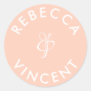 Adesivo Nomes Personalizados de Casamento Coral Minimalist