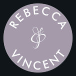 Adesivo Nomes personalizados de casamento de Lavanda minim<br><div class="desc">Esse obrigado neutro personalizado que você cola de casamento é uma bela adição a qualquer celebração de casamento. Estes adesivos personalizáveis foram projetados para adicionar um toque pessoal aos seus favores de casamento ou ao seu obrigado de presentes. Elas vêm em várias formas e tamanhos. Esses adesivos também podem ser...</div>