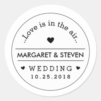 Adesivo Nomes personalizados de casamento preto e branco e