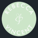 Adesivo Nomes Personalizados de Casamento Verde Mint Minim<br><div class="desc">Esse obrigado neutro personalizado que você cola de casamento é uma bela adição a qualquer celebração de casamento. Estes adesivos personalizáveis foram projetados para adicionar um toque pessoal aos seus favores de casamento ou ao seu obrigado de presentes. Elas vêm em várias formas e tamanhos. Esses adesivos também podem ser...</div>