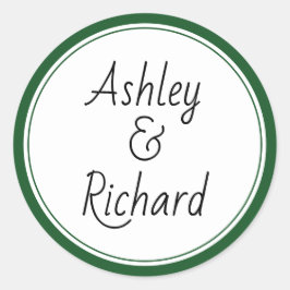 Adesivo Nomes simples e elegantes casamento verde escuro