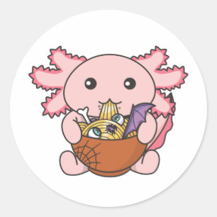Adesivo Noodles Japoneses Noodles Halloween Axolotl Ramen