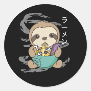 Adesivo Noodles Japoneses Noodles Halloween Sloth Ramen