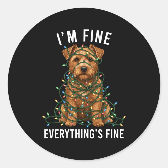 Adesivo Norfolk Terrier Christmas I'm Fine Everything Is F (Frente)