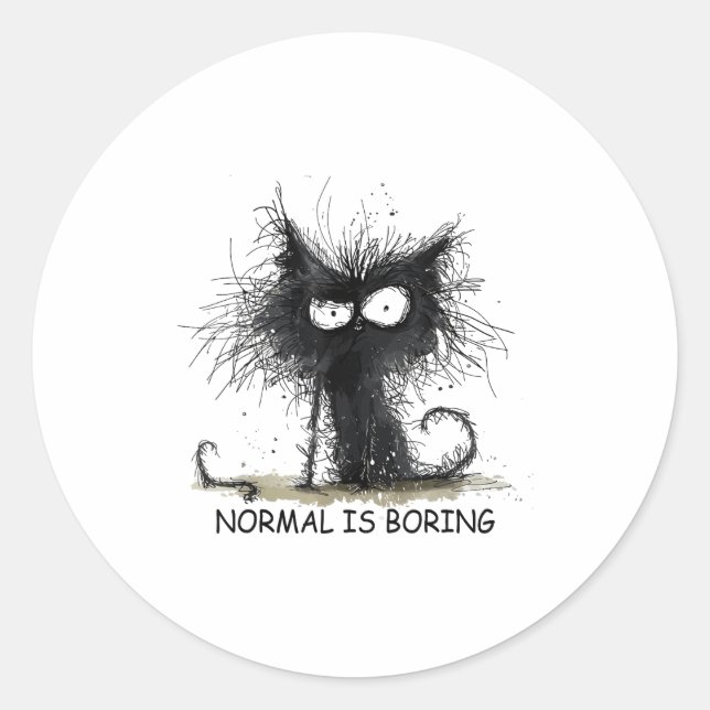 Adesivo Normal Is Boring Funny Cat Graphic Tee Men Women  (Frente)