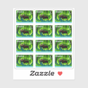 Adesivo Norte Lights Moose - Postage Sticker