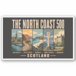 Adesivo North Coast 500 Scotland Landmarks Illustration