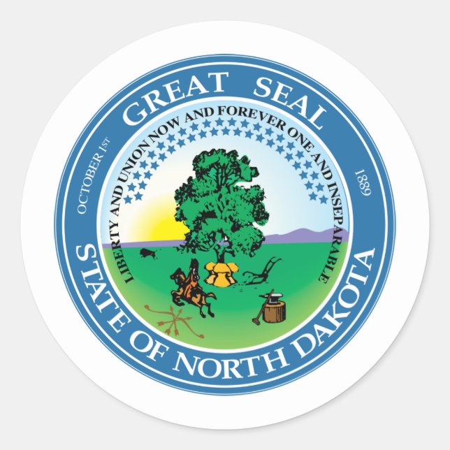 Adesivo North Dakotan Seal, Selo do Sticker de Dakota do N (Frente)