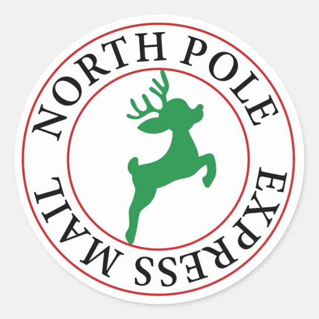 Adesivo North Pole Express Mail Reindeer (Frente)