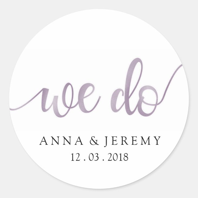 Adesivo Nós Agradecemos-Lhe O Vinheta De Casamento Roxo (Frente)