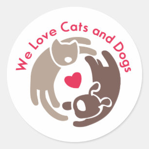 Adesivo nós amamos gatos e cachorros