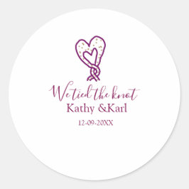 Adesivo Nós amarramos o nó laços coração rosa nome data ro