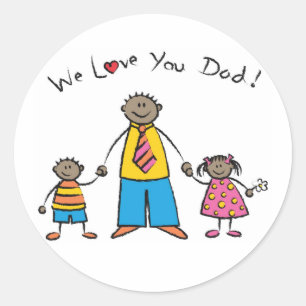 Adesivo Nós Amo-Te Pai Cartoon Family Feliz Dia de os pais