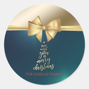 Adesivo Nós Desejamos a Você um Feliz Natal Arco Dourado V