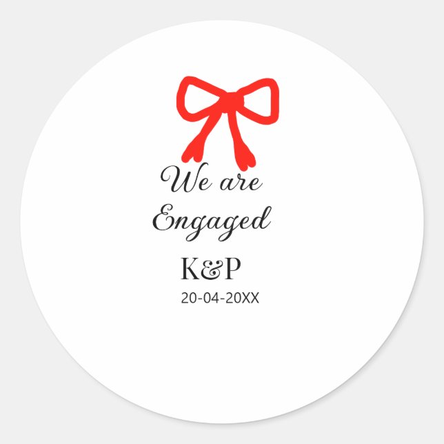 Adesivo Nós estamos noivos adicionar nome letra arco verme (Frente)