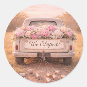 Adesivo Nós Fugimos Caminhão Antigo Rosa Floral Casamento