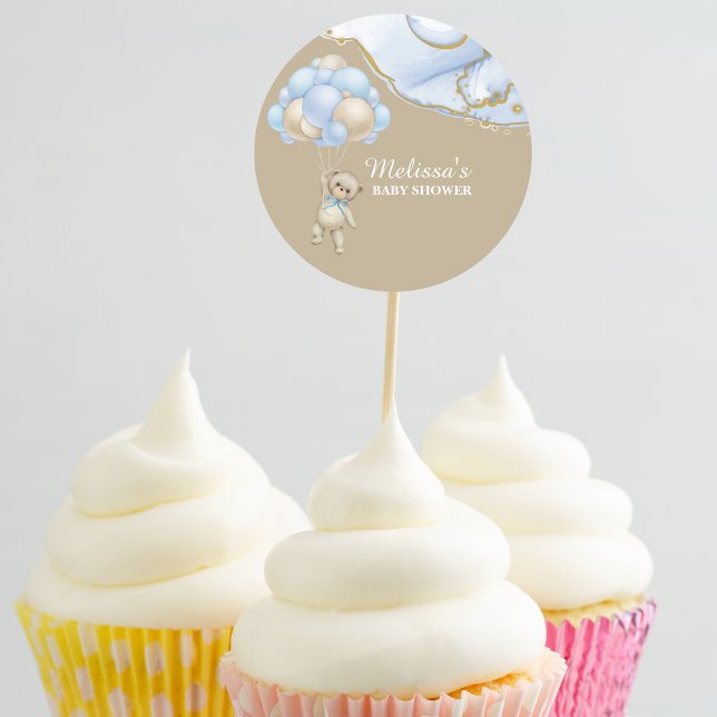 Adesivo Nós mal podemos esperar topper de cupcake balão az (Criador carregado)