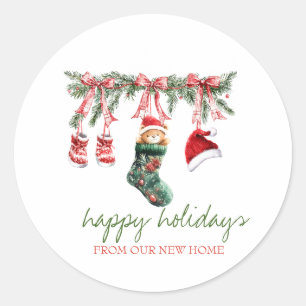 Adesivo Nós Mudamos Papais noeis Vermelhos Fila de Vestido