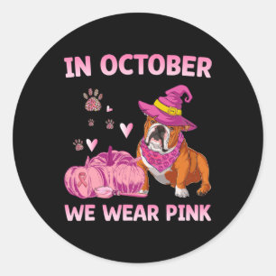Adesivo Nós Vestimos Inglês Rosa Bulldog Cancer de Mama Aw