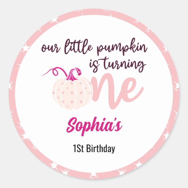 Adesivo nossa abóbora está virando um primeiro aniversario (Frente)