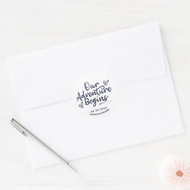 Adesivo Nossa Aventura Começa Save The Date Casamento (Envelope)
