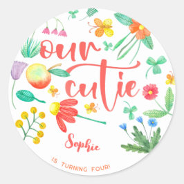 Adesivo Nossa beleza é aniversário de criança floral.