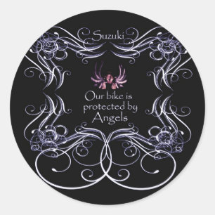 Adesivo Nossa bicicleta é protegida por anjos